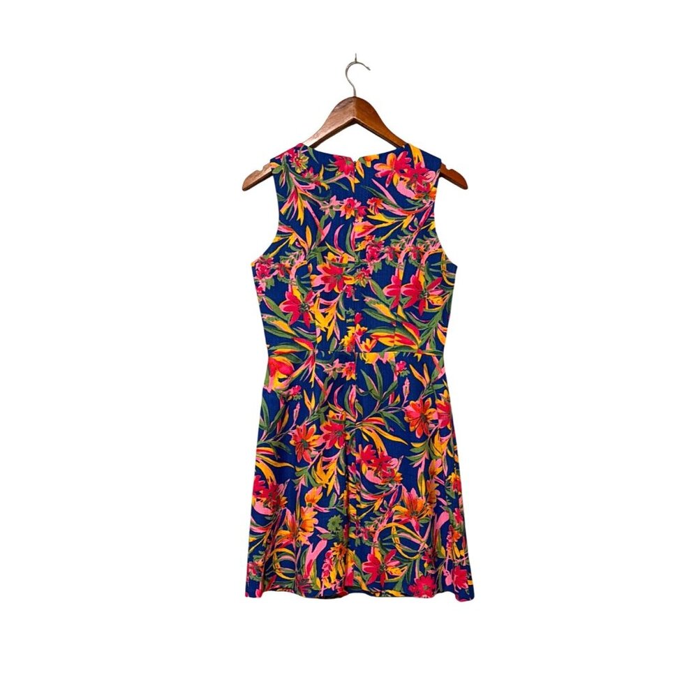 J. Crew Womens Floral Sleeveless Fit & Flare Dress Size 4 Blue Multi-Color - Picture 2 of 6